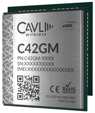  C42GM - LTE CAT M1/NB1/NB2 IoT Module with integrated eSIM & GNSS